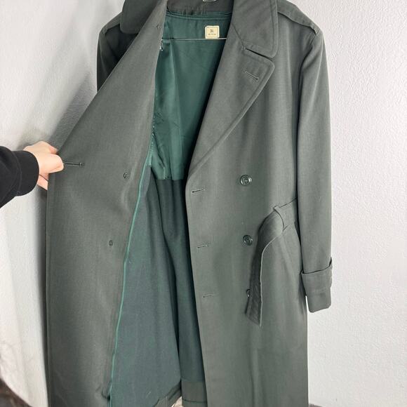 Vintage Military Wool Overcoat Gaberdine Belted Trench Removeable Liner 36L - Picture 5 of 16